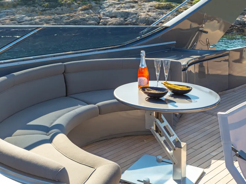 Deck of SUMMER FUN, a Admiral 101 motor yacht at Athens, Greece