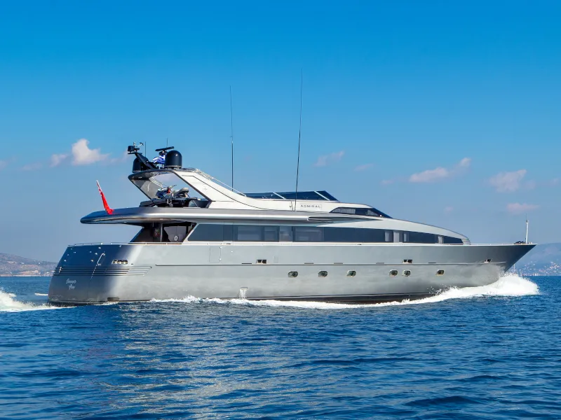Exterior view of SUMMER FUN, a Admiral 101 motor yacht at Athens, Greece