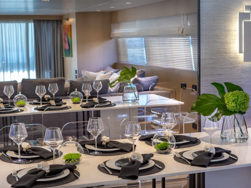 Salon of SUMMER FUN, a Admiral 101 motor yacht at Athens, Greece