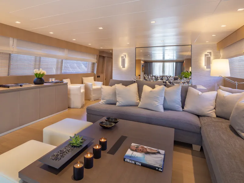 Salon of SUMMER FUN, a Admiral 101 motor yacht at Athens, Greece