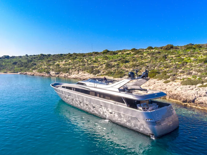 Exterior view of SUMMER FUN, a Admiral 101 motor yacht at Athens, Greece