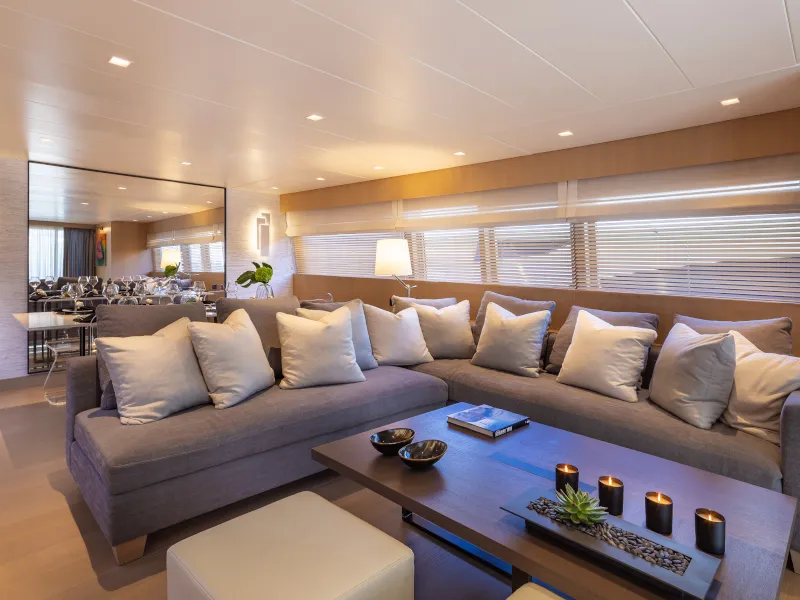Salon of SUMMER FUN, a Admiral 101 motor yacht at Athens, Greece