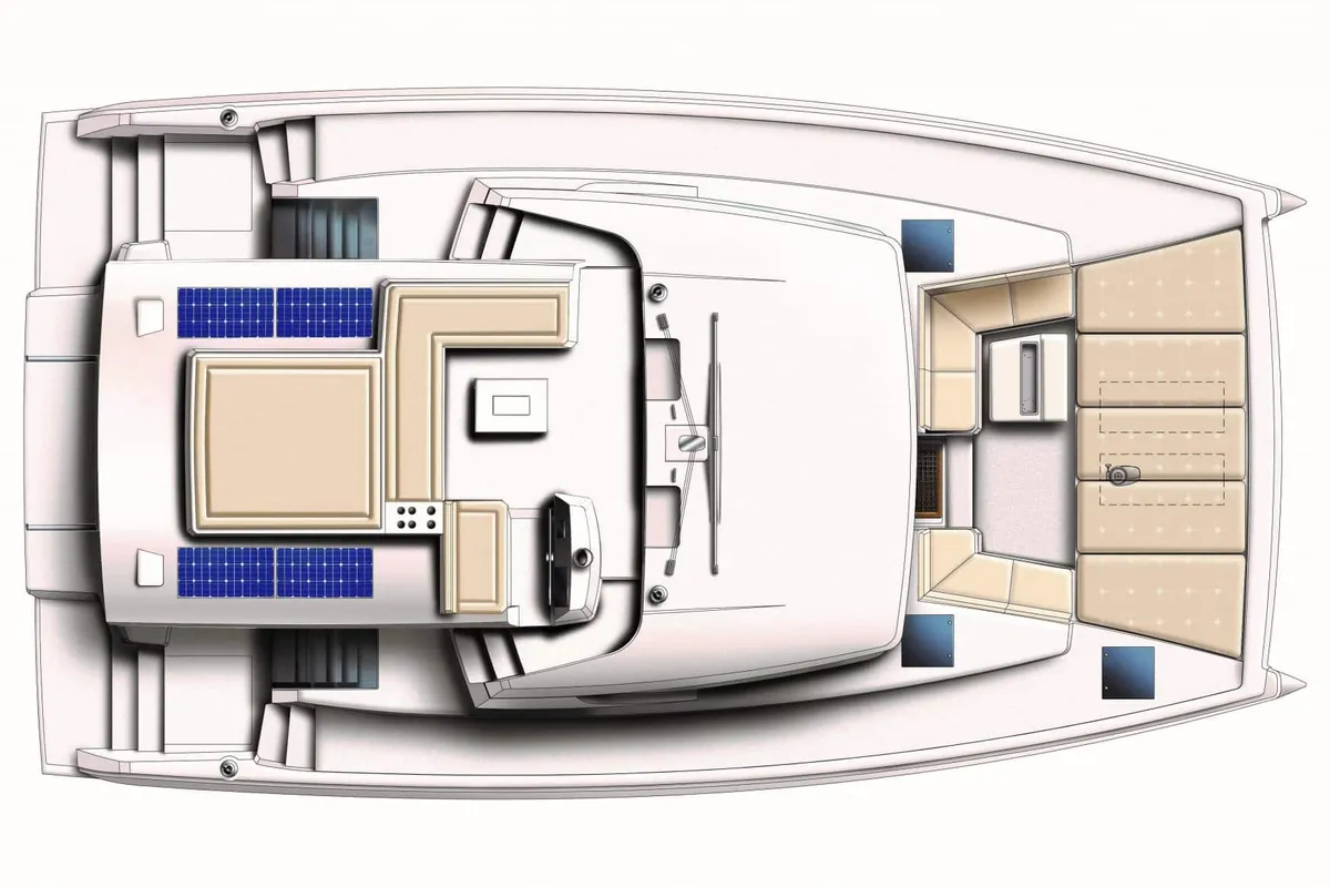 Floor plan of Premium, a Bali 4.8 catamaran at Vibo Valentia, Italy