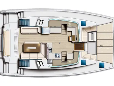Floor plan of Premium, a Bali 4.8 catamaran at Vibo Valentia, Italy
