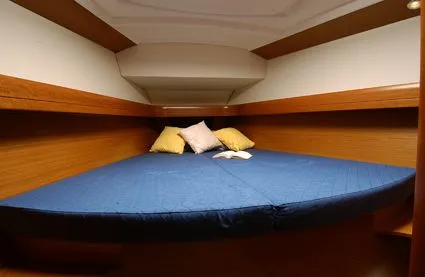Cabin on Coral Sea, a Jeanneau Sun Odyssey 42i sailboat at Preveza, Greece