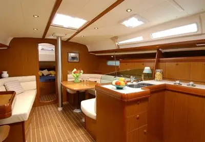 Salon of Coral Sea, a Jeanneau Sun Odyssey 42i sailboat at Preveza, Greece