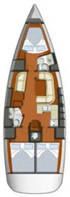 Floor plan of Coral Sea, a Jeanneau Sun Odyssey 42i sailboat at Preveza, Greece