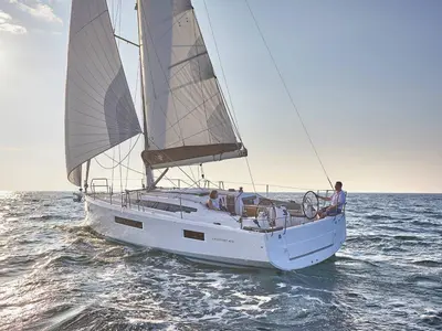 Exterior view of Orla, a Jeanneau Sun Odyssey 410 sailboat at Road Town, British Virgin Islands