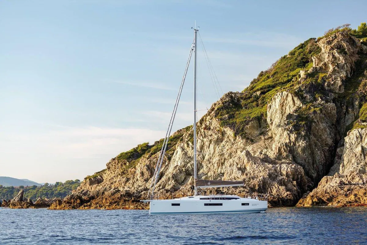 Exterior view of Orla, a Jeanneau Sun Odyssey 410 sailboat at Road Town, British Virgin Islands