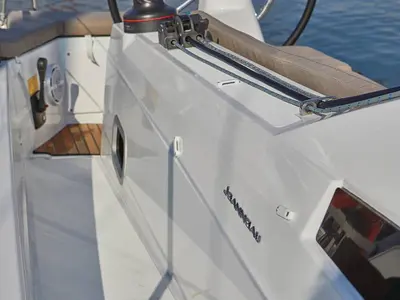 Cockpit of Maminti, a Jeanneau Sun Odyssey 410 sailboat at Kaštela, Croatia