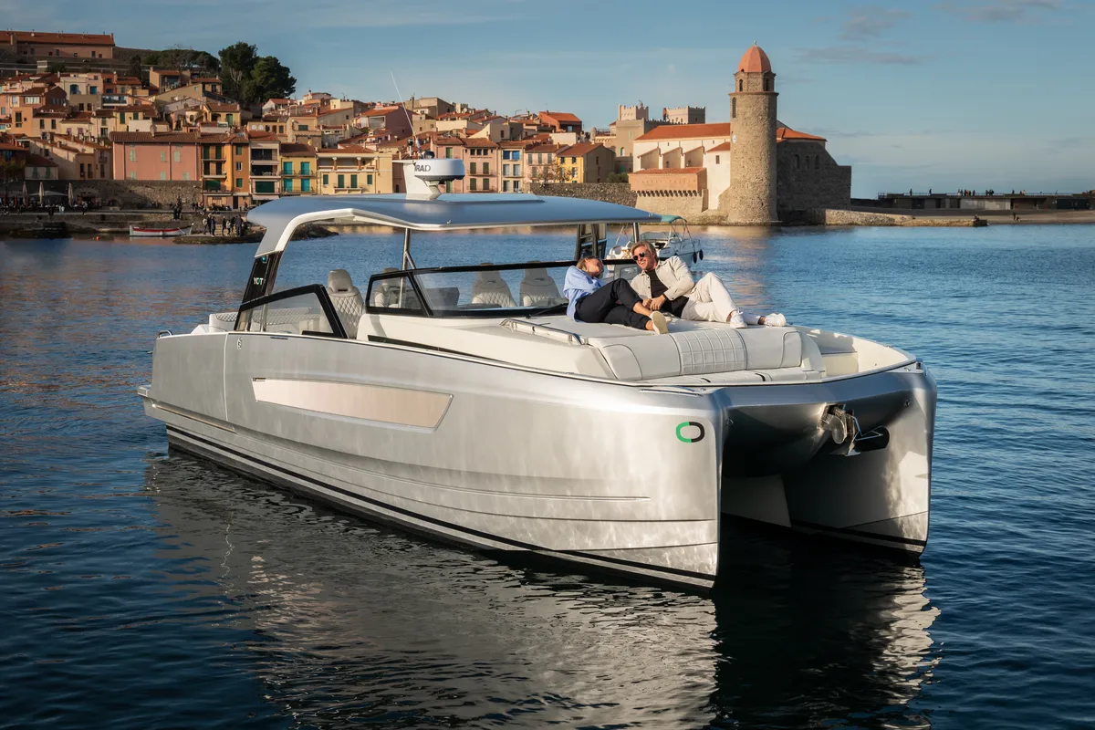 Exterior view of Premium, a Gulet Yot 36 catamaran at Capo d'Orlando, Italy