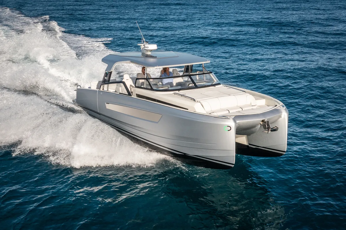 Exterior view of Premium, a Gulet Yot 36 catamaran at Capo d'Orlando, Italy
