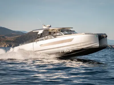 Exterior view of Premium, a Gulet Yot 36 catamaran at Capo d'Orlando, Italy