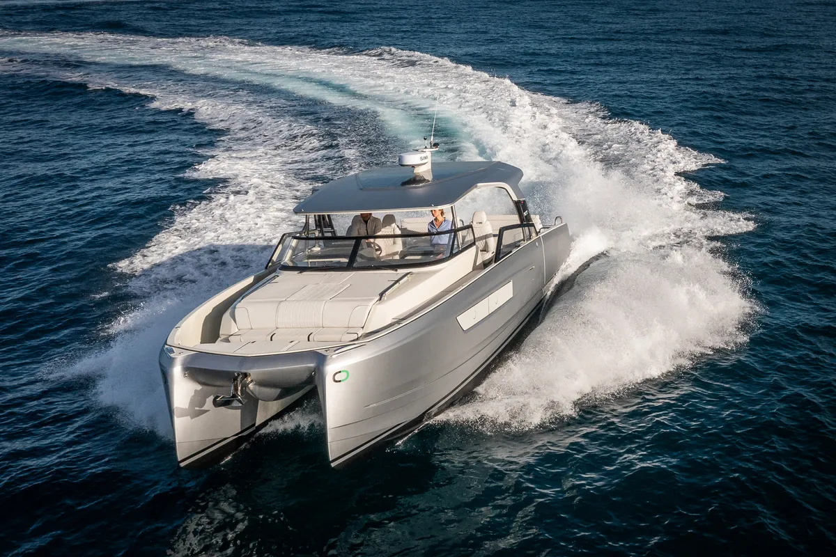 Exterior view of Premium, a Gulet Yot 36 catamaran at Capo d'Orlando, Italy