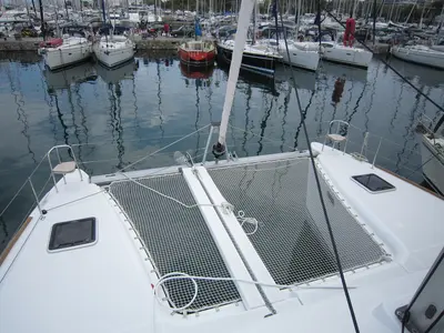Deck of Emerald Seas, a Lagoon 400 S2 catamaran at Lavreotiki Municipal Unit, Greece