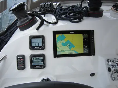 Cockpit of Emerald Seas, a Lagoon 400 S2 catamaran at Lavreotiki Municipal Unit, Greece