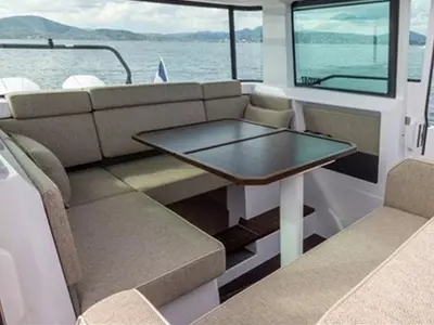 Salon of Axopar 37 XC Cross Cabin, a motorboat at Athens, Greece