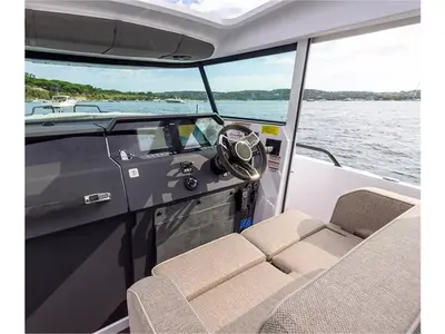 Cockpit of Axopar 37 XC Cross Cabin, a motorboat at Athens, Greece