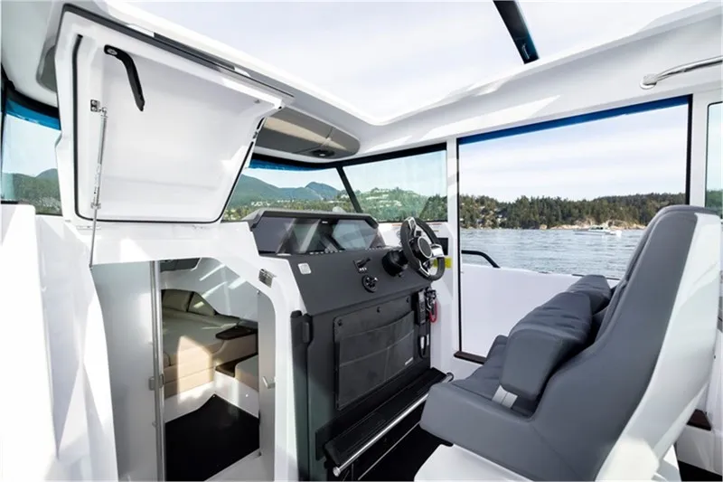 Cockpit of Axopar 37 XC Cross Cabin, a motorboat at Athens, Greece