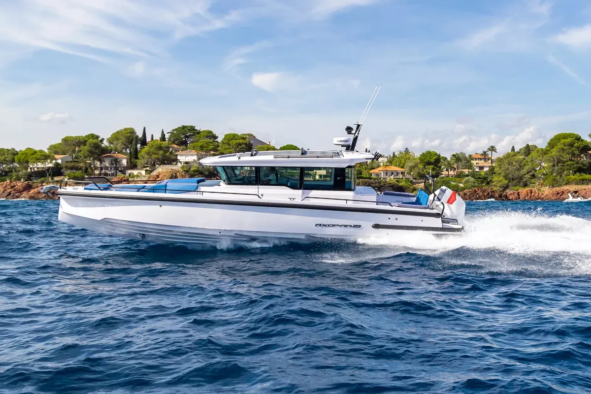 Exterior view of Axopar 37 XC Cross Cabin, a motorboat at Athens, Greece