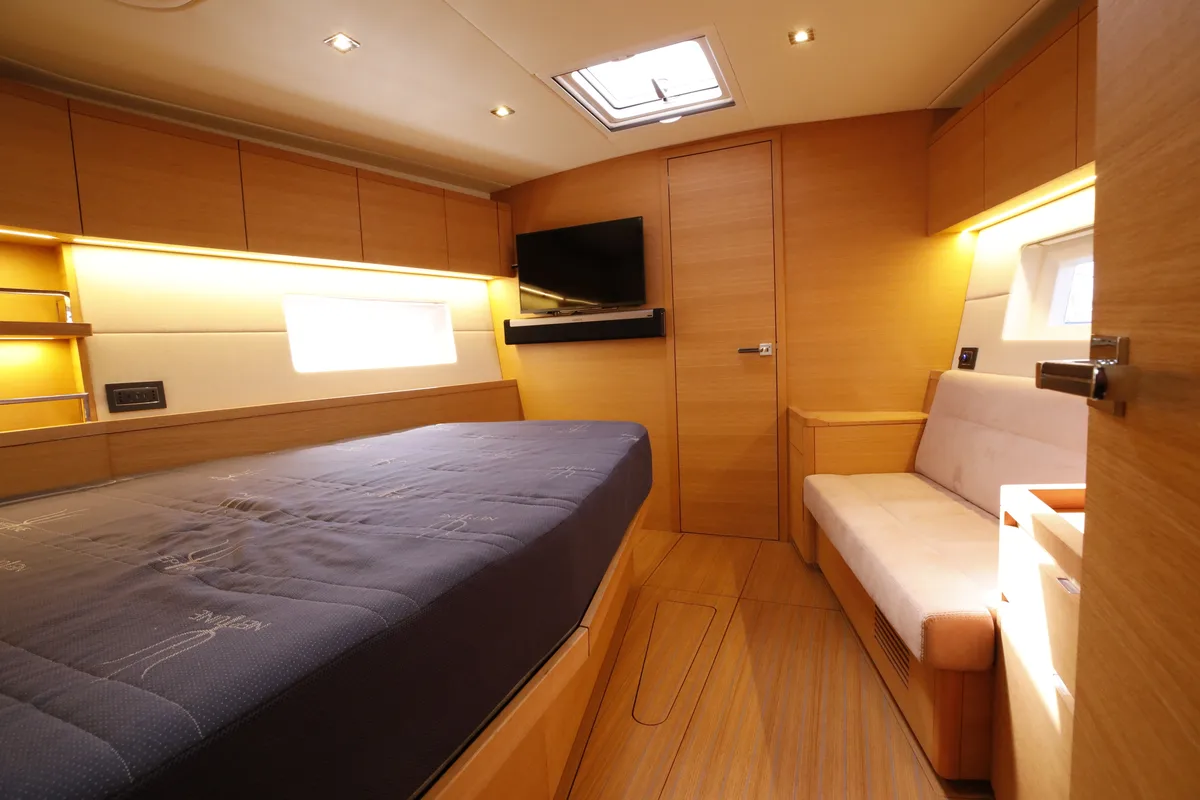 Cabin on Morfely, a Grand Soleil 58 sailboat at Cagliari, Italy
