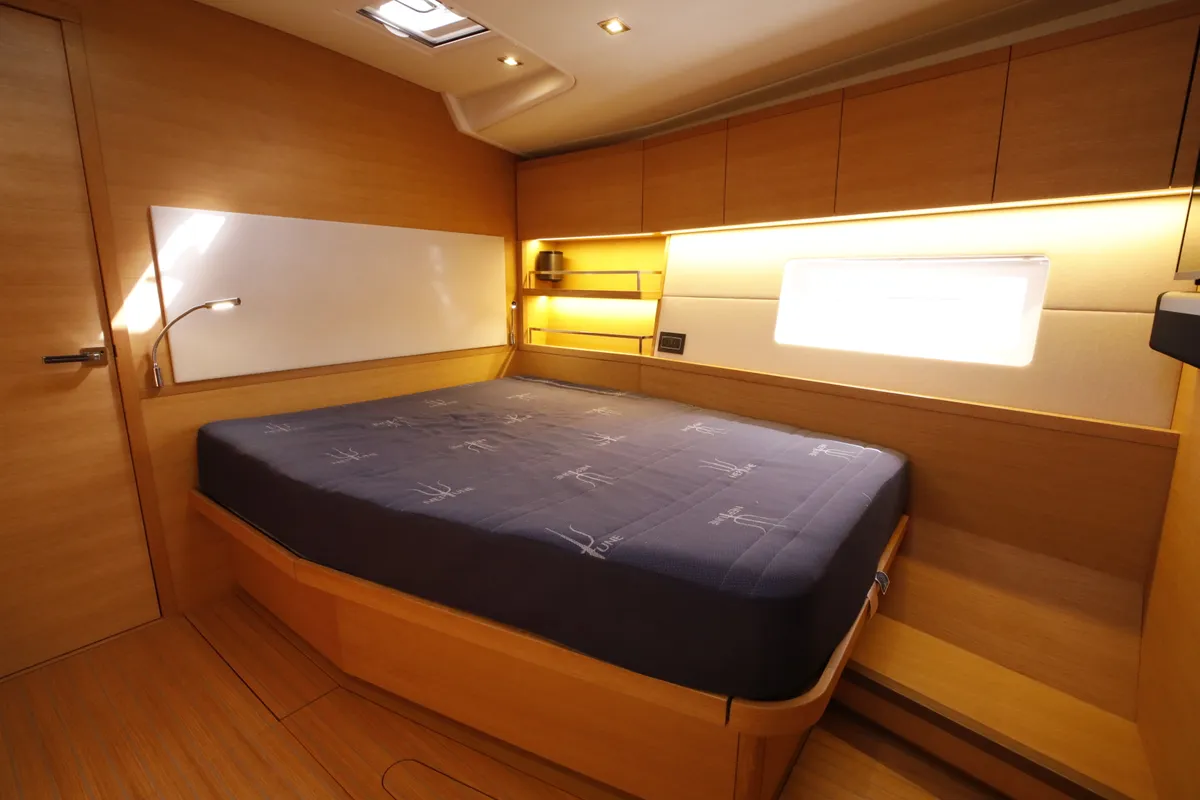 Cabin on Morfely, a Grand Soleil 58 sailboat at Cagliari, Italy