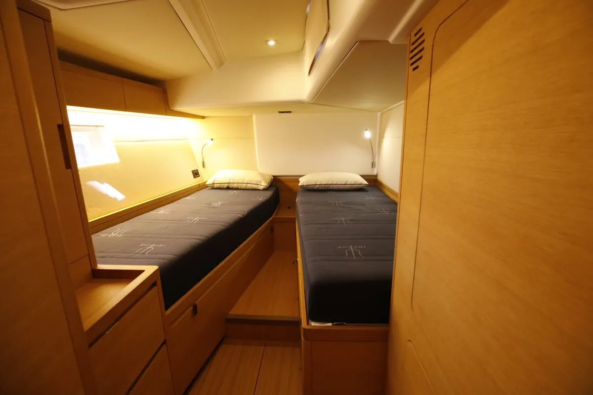 Cabin on Morfely, a Grand Soleil 58 sailboat at Cagliari, Italy