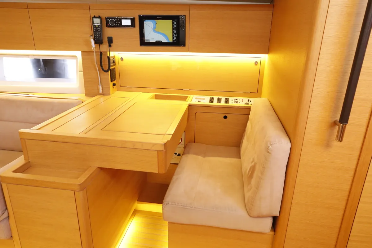 Salon of Morfely, a Grand Soleil 58 sailboat at Cagliari, Italy