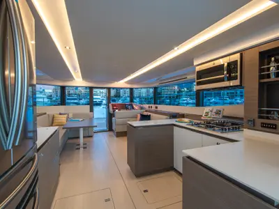 Salon of Moorings 534 PC/8+1 Exclusive, a Leopard 53 PC catamaran at Road Town, British Virgin Islands