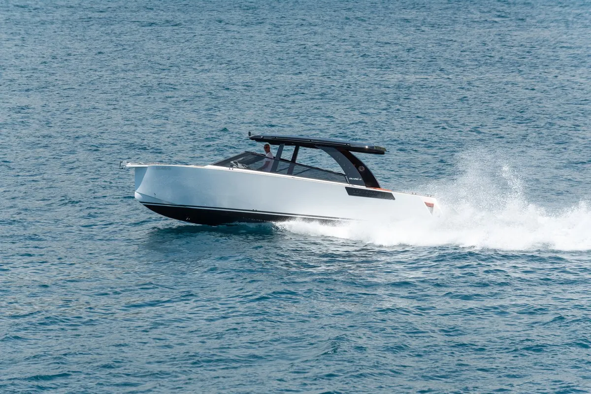 Exterior view of NN, a Colnago 33 JG motorboat at Grad Trogir, Croatia