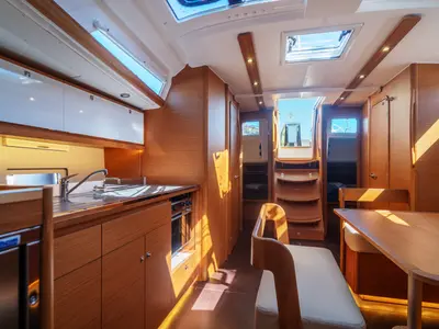 Galley of Barbara, a Dufour 430 sailboat at Olbia, Italy