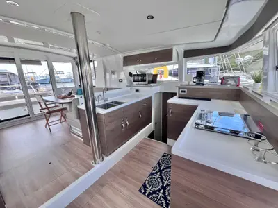 Galley of Hard Deck, a Bali 4.2 catamaran at Parham Town, British Virgin Islands