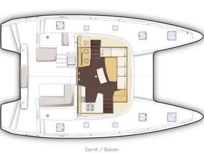 Floor plan of Cucù, a Lagoon 42 catamaran at La Spezia, Italy