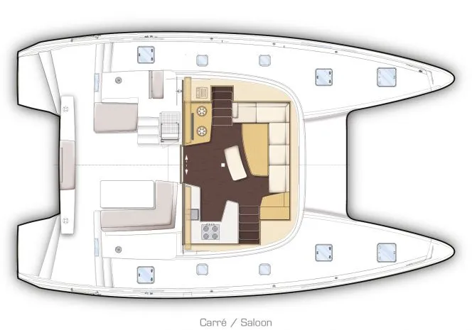 Floor plan of Cucù, a Lagoon 42 catamaran at La Spezia, Italy