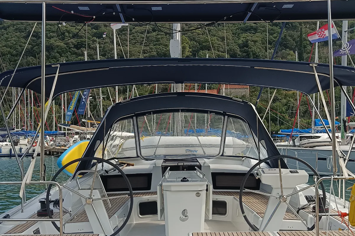 Cockpit of Alba, a Beneteau Oceanis 51.1 sailboat at Dubrovnik, Croatia