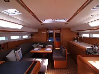 Salon of King Of Hearts, a Jeanneau Sun Odyssey 509 sailboat at Athens, Greece