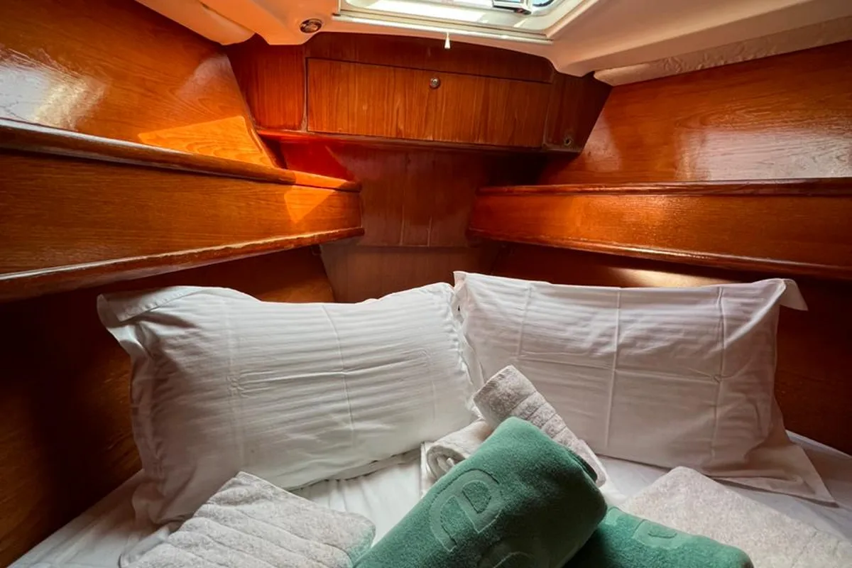 Cabin on Morpheus, a Jeanneau Sun Odyssey 54DS sailboat at Kontokali, Greece