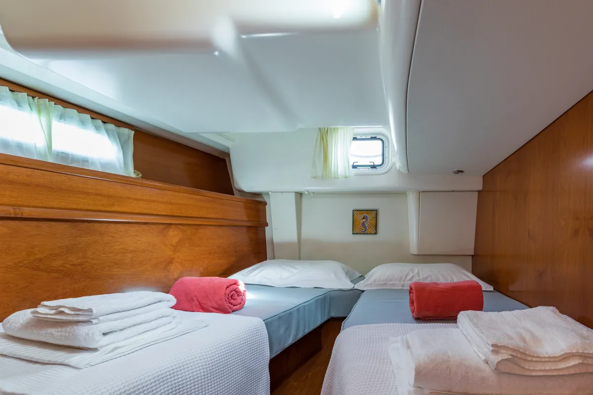 Cabin on Morpheus, a Jeanneau Sun Odyssey 54DS sailboat at Kontokali, Greece