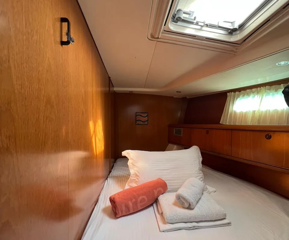 Cabin on Morpheus, a Jeanneau Sun Odyssey 54DS sailboat at Kontokali, Greece