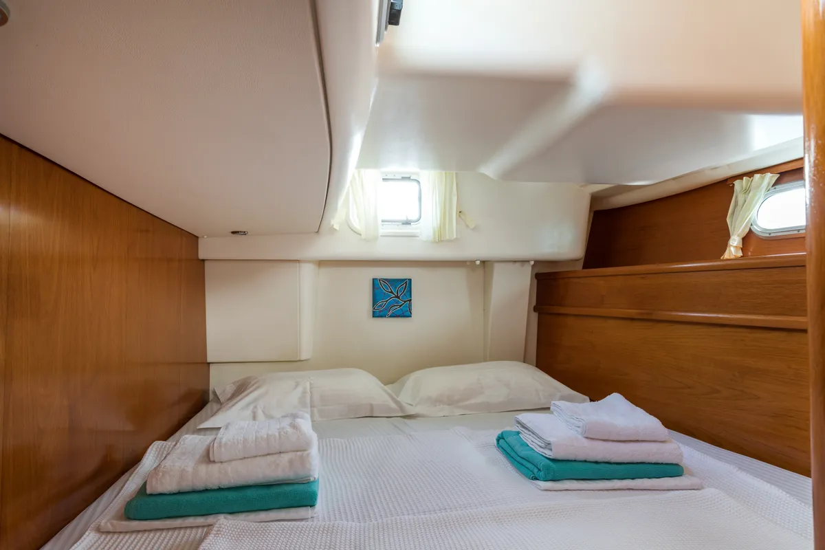 Cabin on Morpheus, a Jeanneau Sun Odyssey 54DS sailboat at Kontokali, Greece