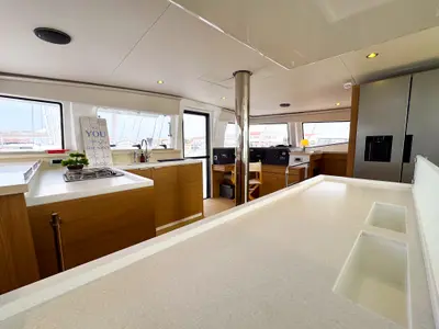 Galley of La Calma, a Bali 4.4 catamaran at Pirovac, Croatia