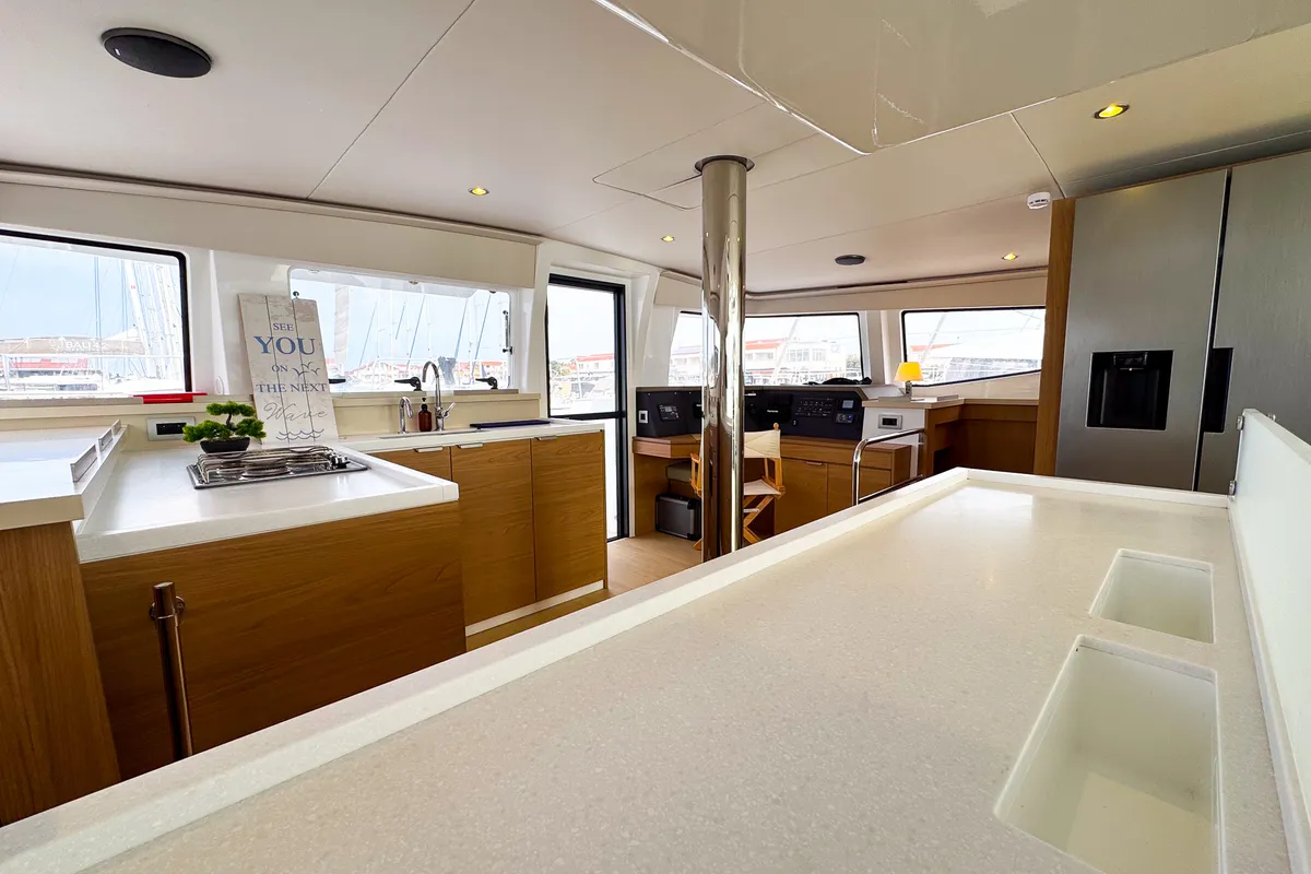 Galley of La Calma, a Bali 4.4 catamaran at Pirovac, Croatia