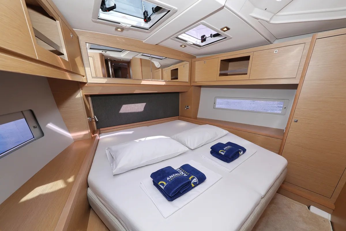 Cabin on Jolie, a Dufour 470 sailboat at Biograd na Moru, Croatia