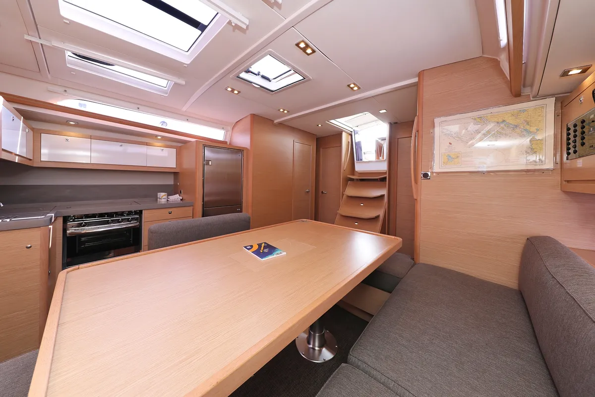 Salon of Jolie, a Dufour 470 sailboat at Biograd na Moru, Croatia