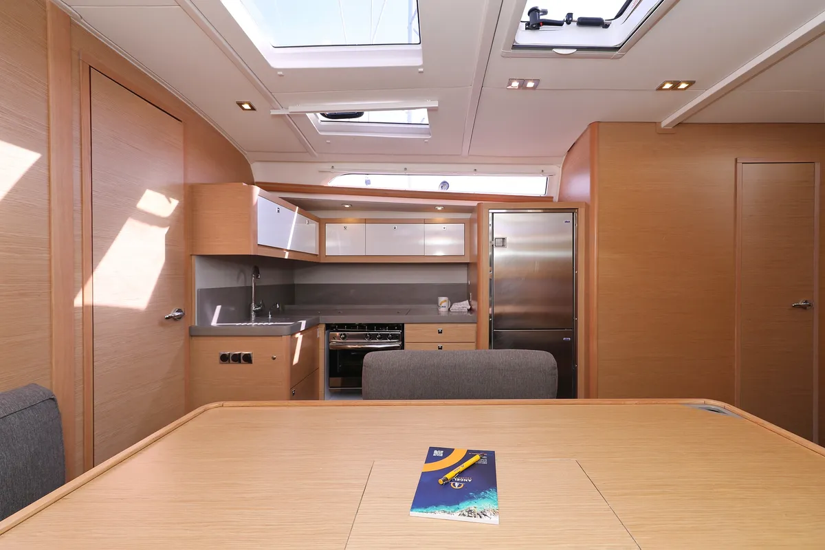 Salon of Jolie, a Dufour 470 sailboat at Biograd na Moru, Croatia