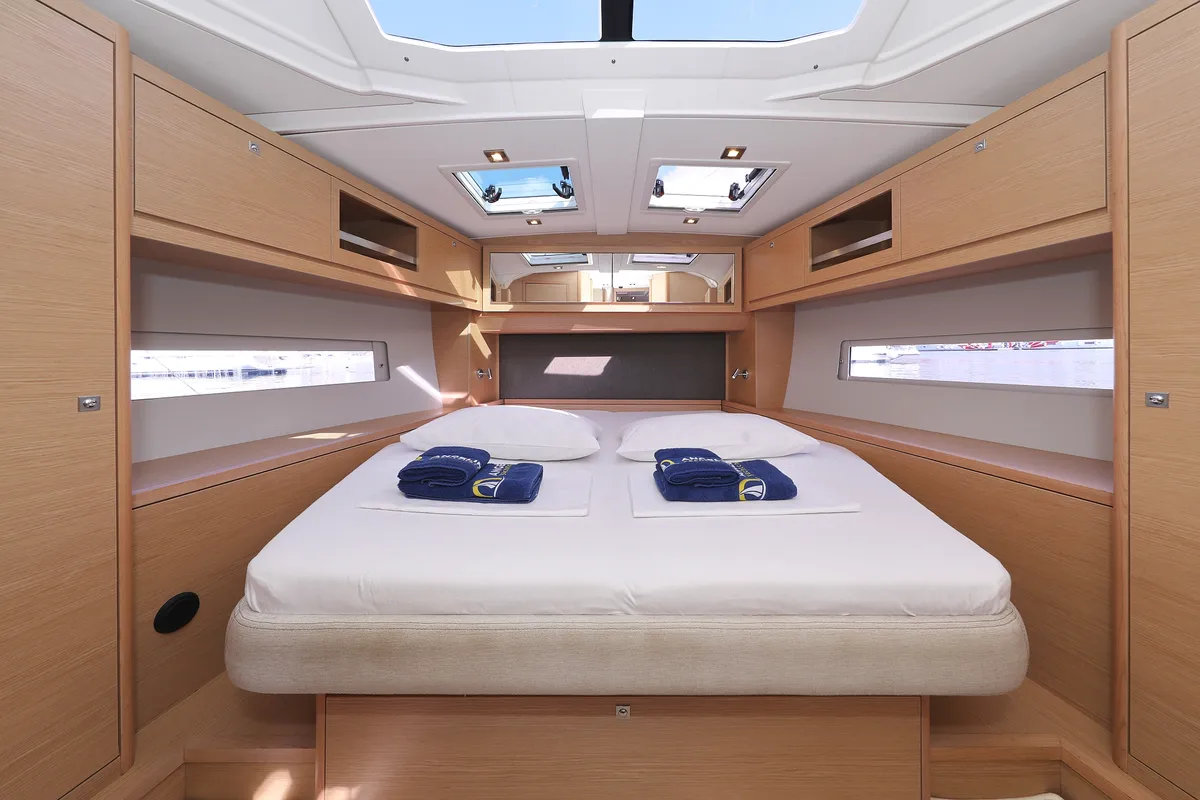 Cabin on Jolie, a Dufour 470 sailboat at Biograd na Moru, Croatia
