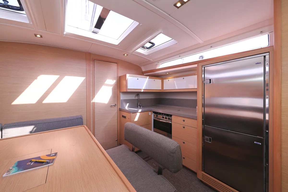 Galley of Jolie, a Dufour 470 sailboat at Biograd na Moru, Croatia