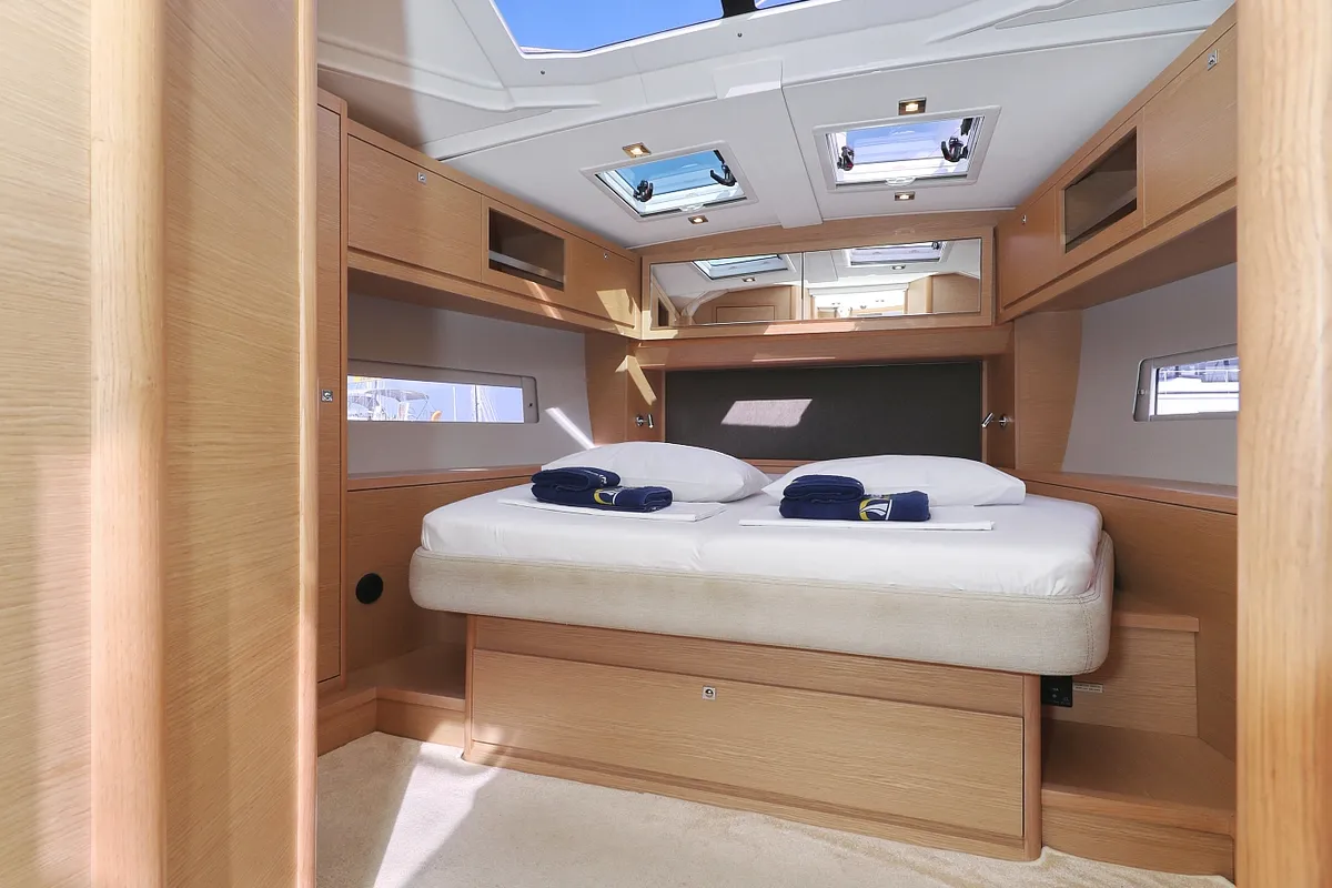Cabin on Jolie, a Dufour 470 sailboat at Biograd na Moru, Croatia
