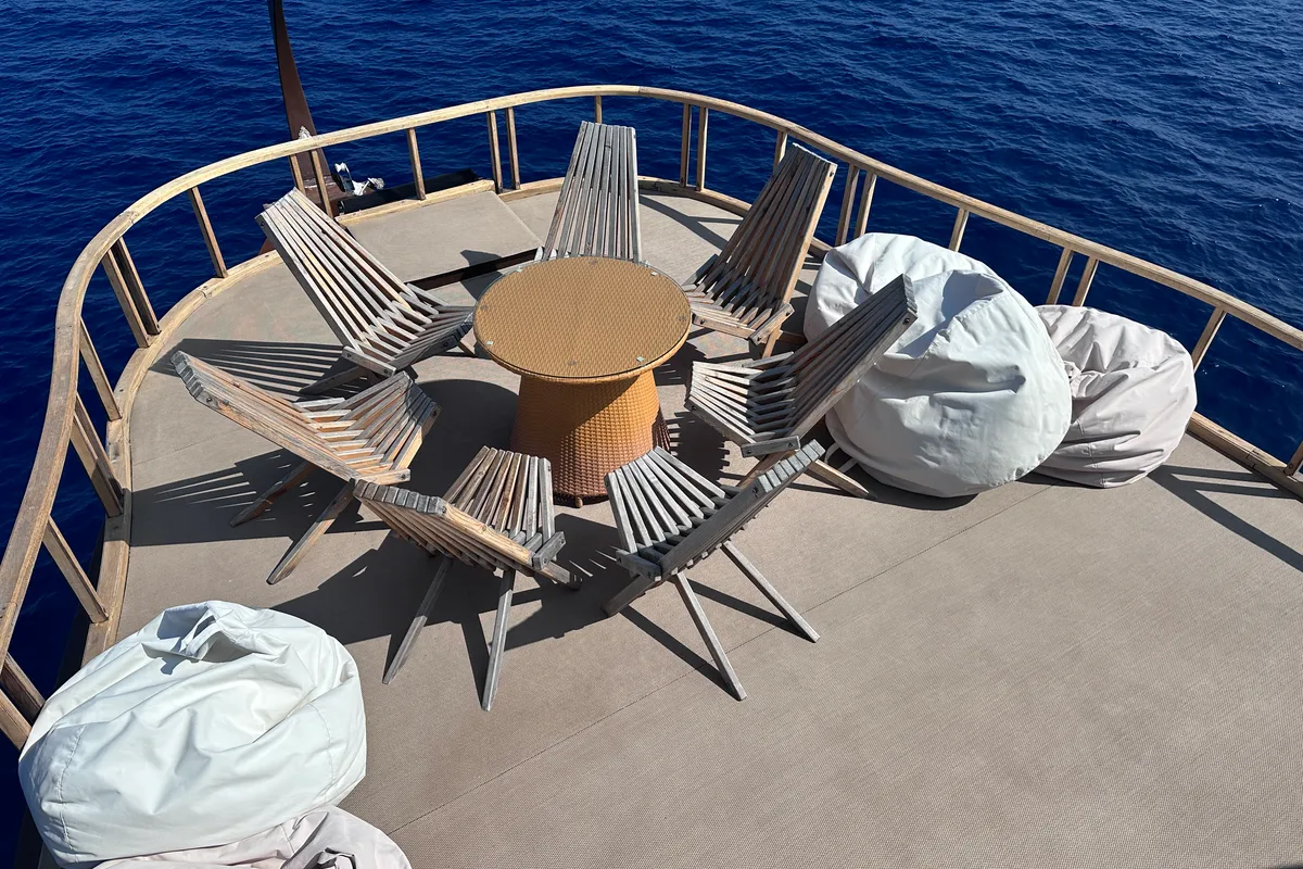 Deck of Gulet Motoryacht, a motor yacht at Malé, Maldives