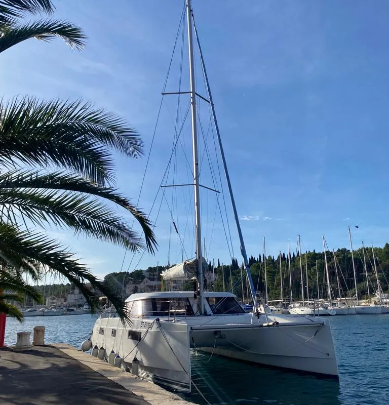 Exterior view of JANGADA, a Nautitech 40 Open catamaran at Primošten, Croatia